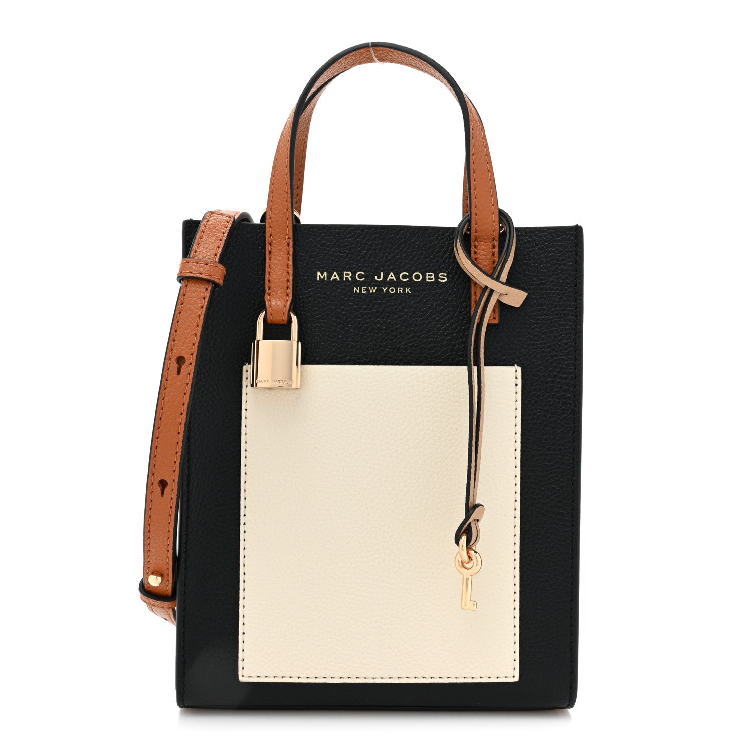 Marc Jacobs Calfskin Micro Grind Tote Bag Smoked Almond Multicolor