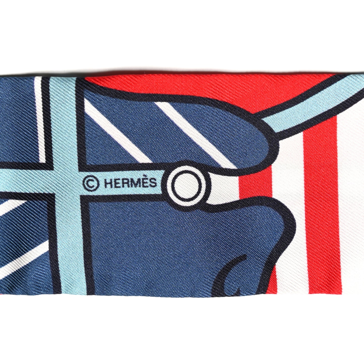 Silk Quadrige Twilly Rouge Bleu Blanc