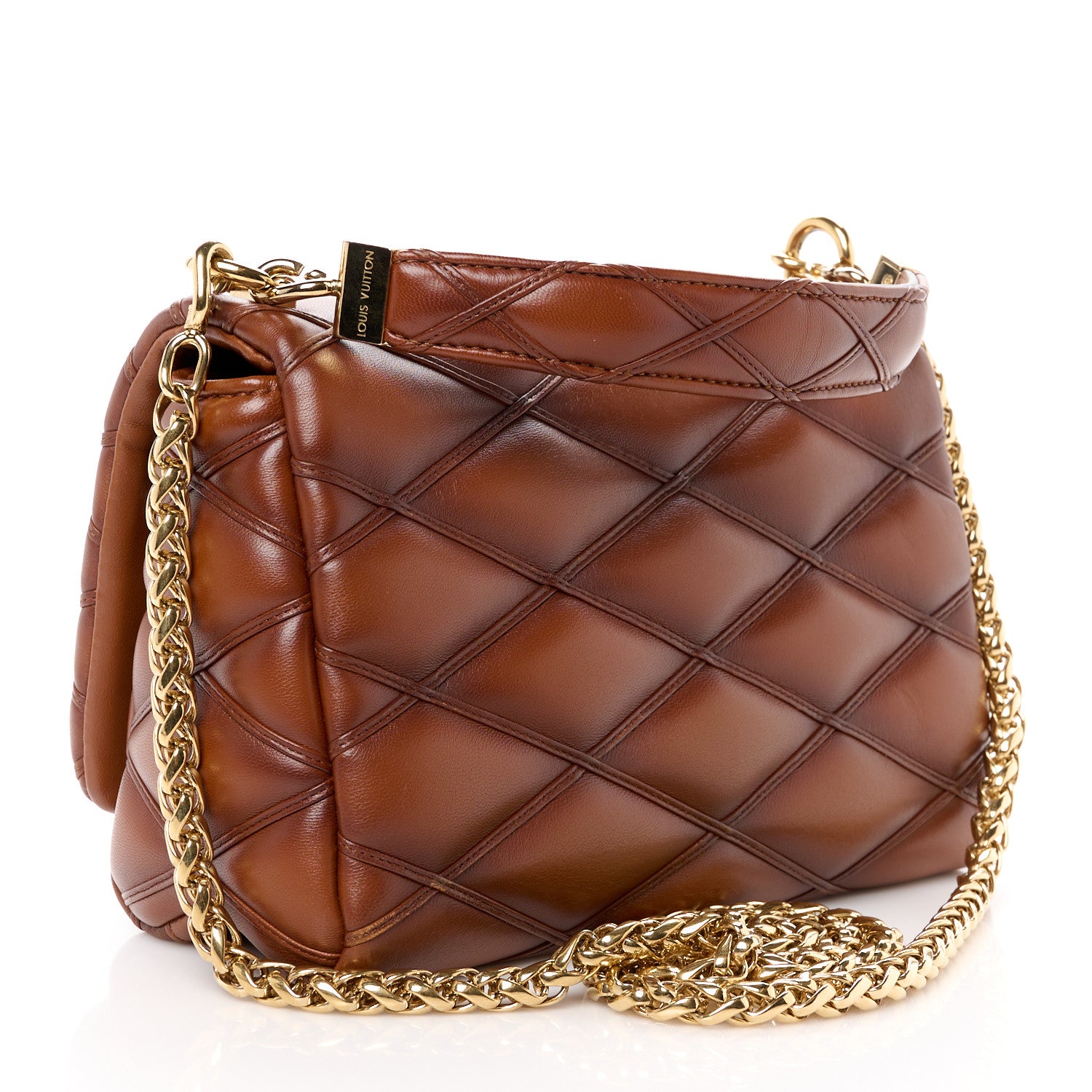 Louis Vuitton Lambskin Malletage Top Handle GO-14 MM Tan 4 of 11