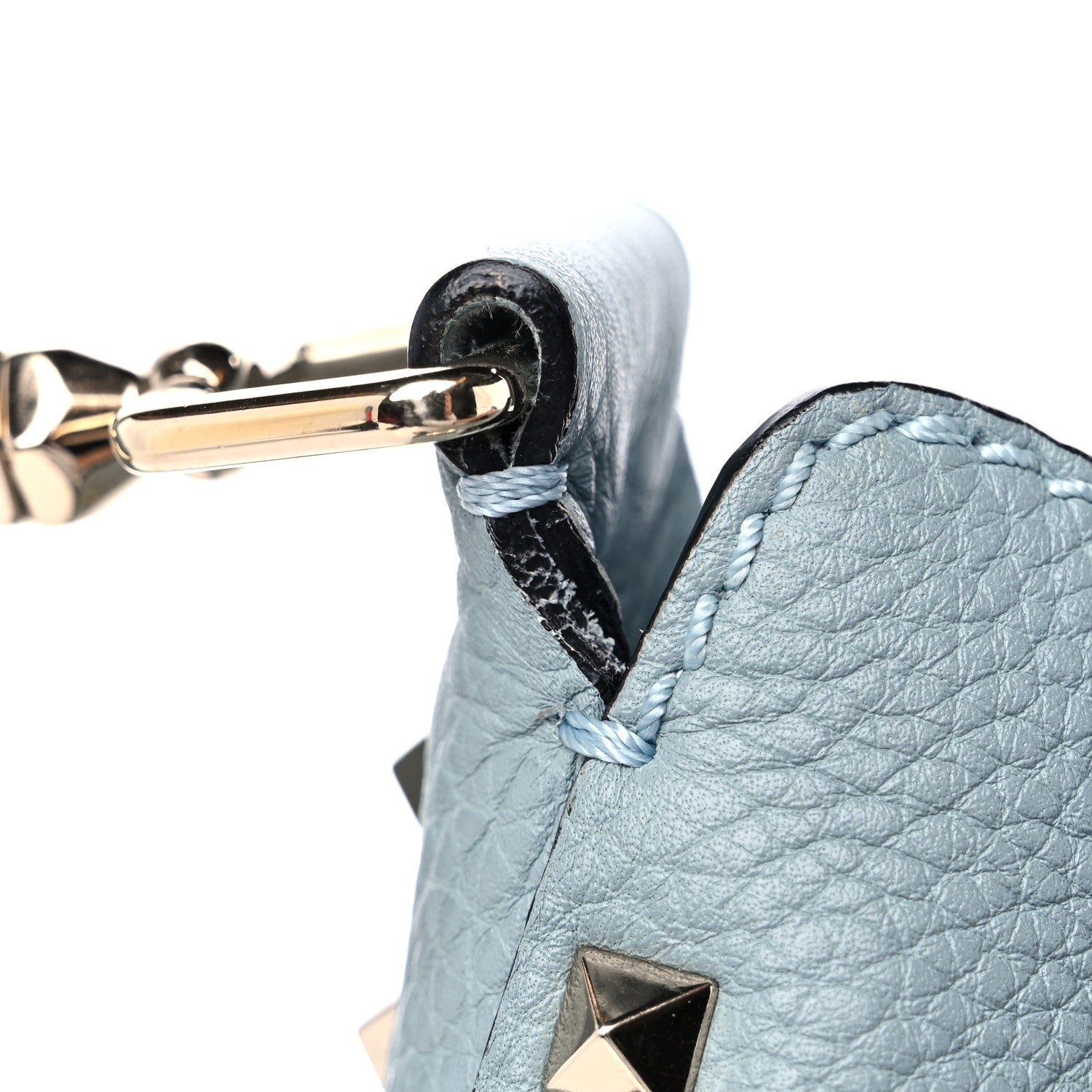 Valentino Garavani Pebbled Calfskin Small Rockstud Flip-Lock Messenger Bag Light Blue 14 of 15