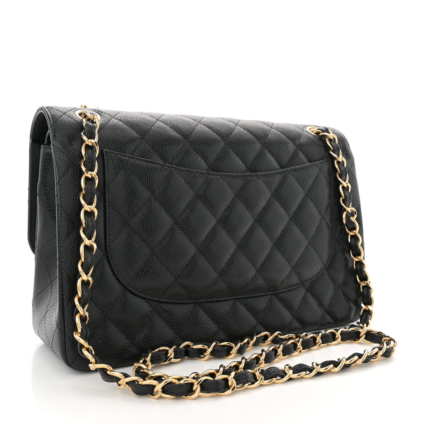 Caviar Quilted Jumbo Double Flap Black