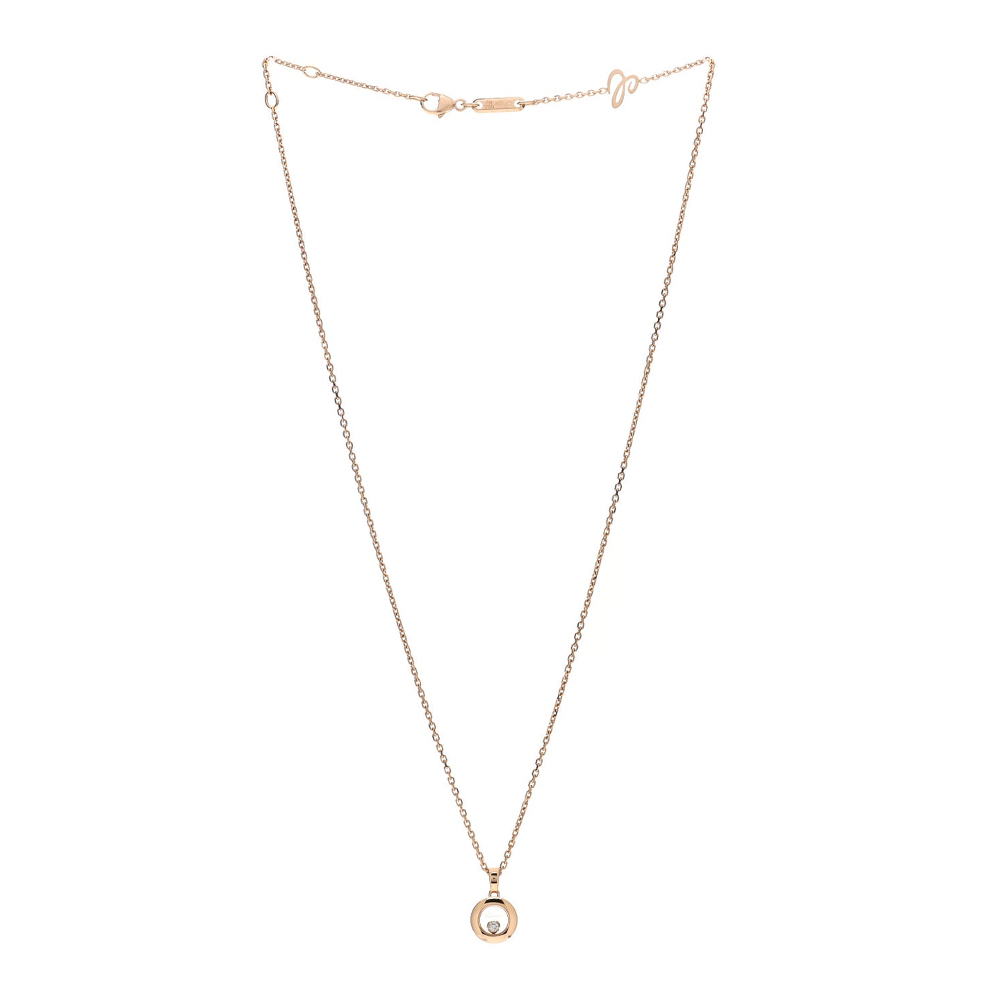 18K Rose Gold Happy Diamonds Icons Round Pendant Necklace