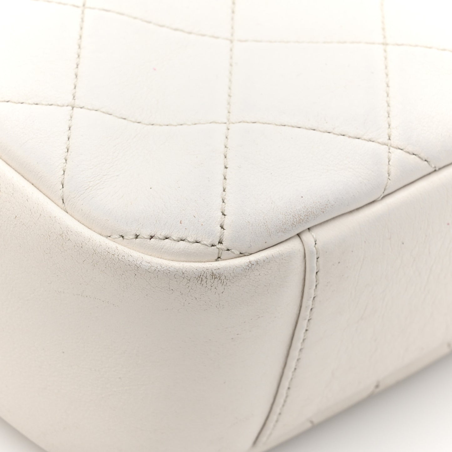 Calfskin Quilted Enchained Camera Case Bag White