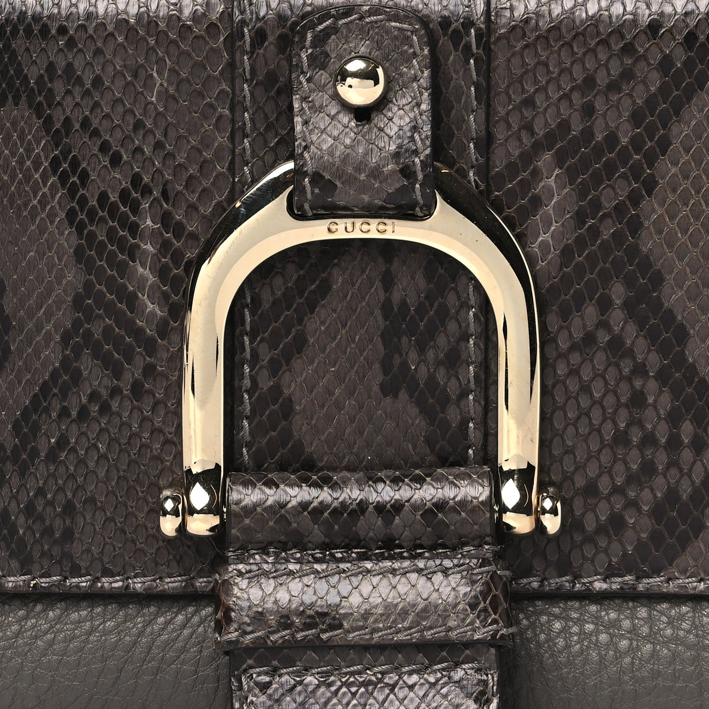 Snakeskin Calfskin Embossed Greenwich Clutch Grey