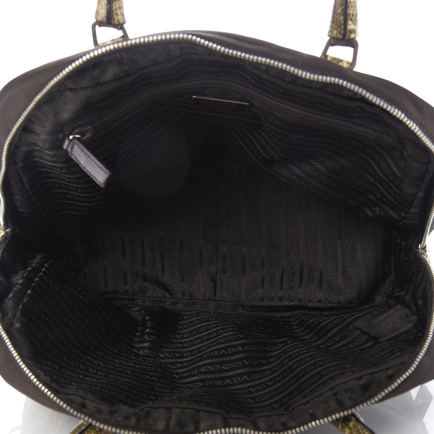 Tessuto Nylon Calfskin Lizard Embossed Tote Ebano