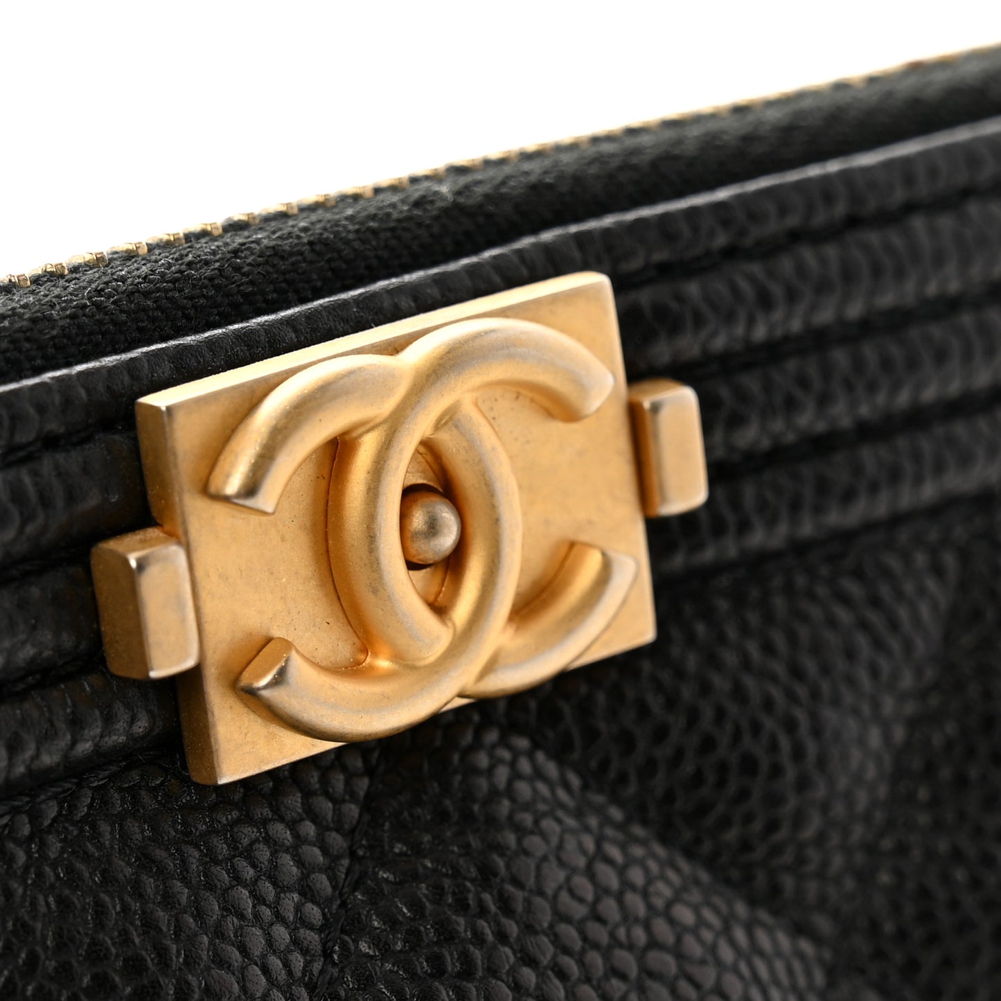 Caviar Quilted Medium Boy Cosmetic Case Black