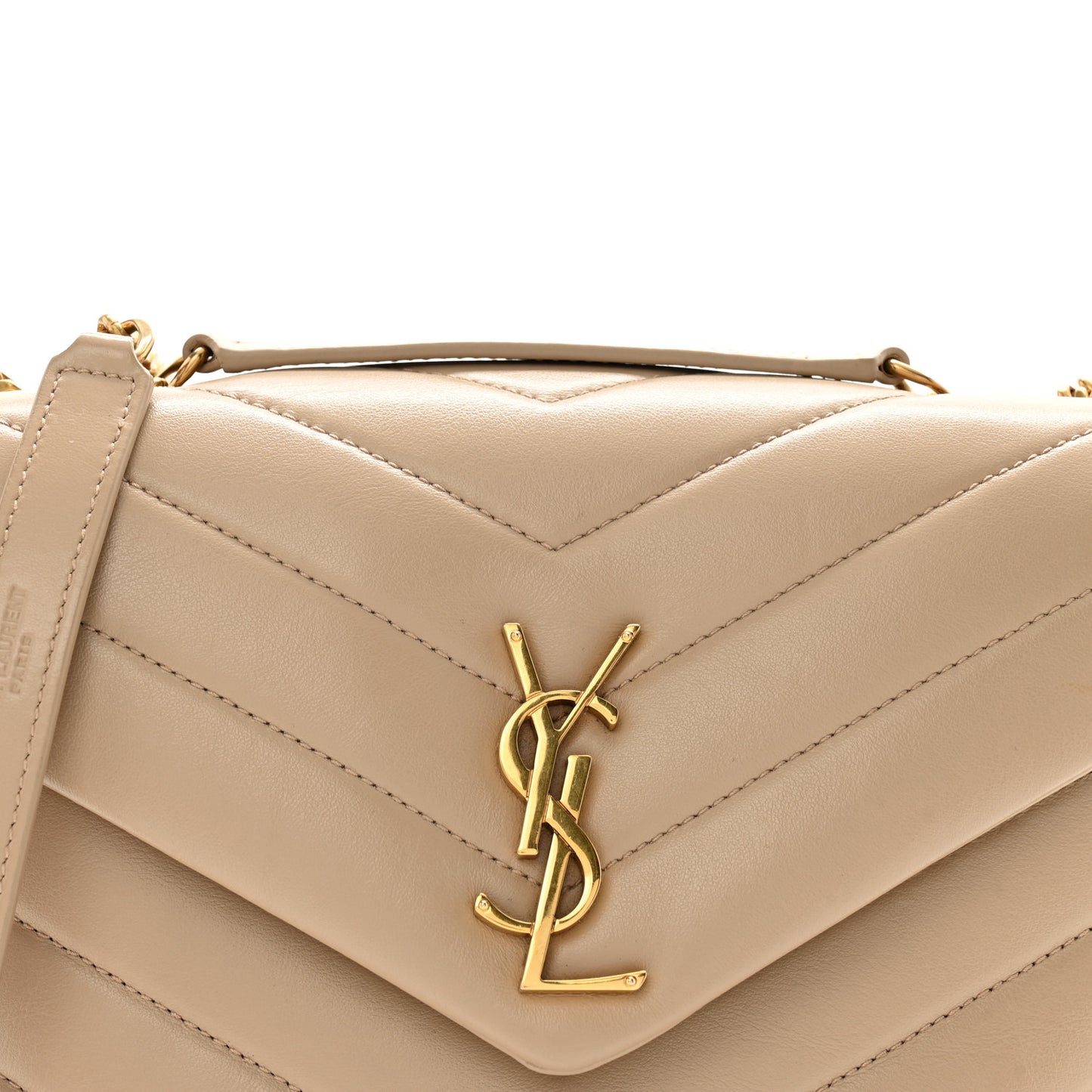 Calfskin Y Quilted Monogram Small Loulou Chain Satchel Dark Beige