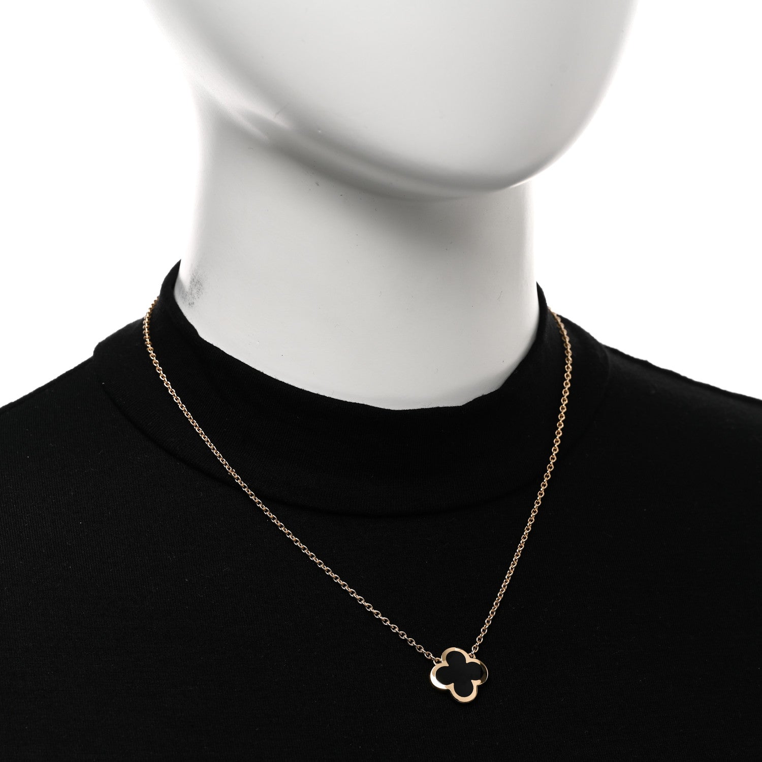 Van Cleef & Arpels 18K Yellow Gold Black Onyx Pure Alhambra Pendant Necklace 2 of 4