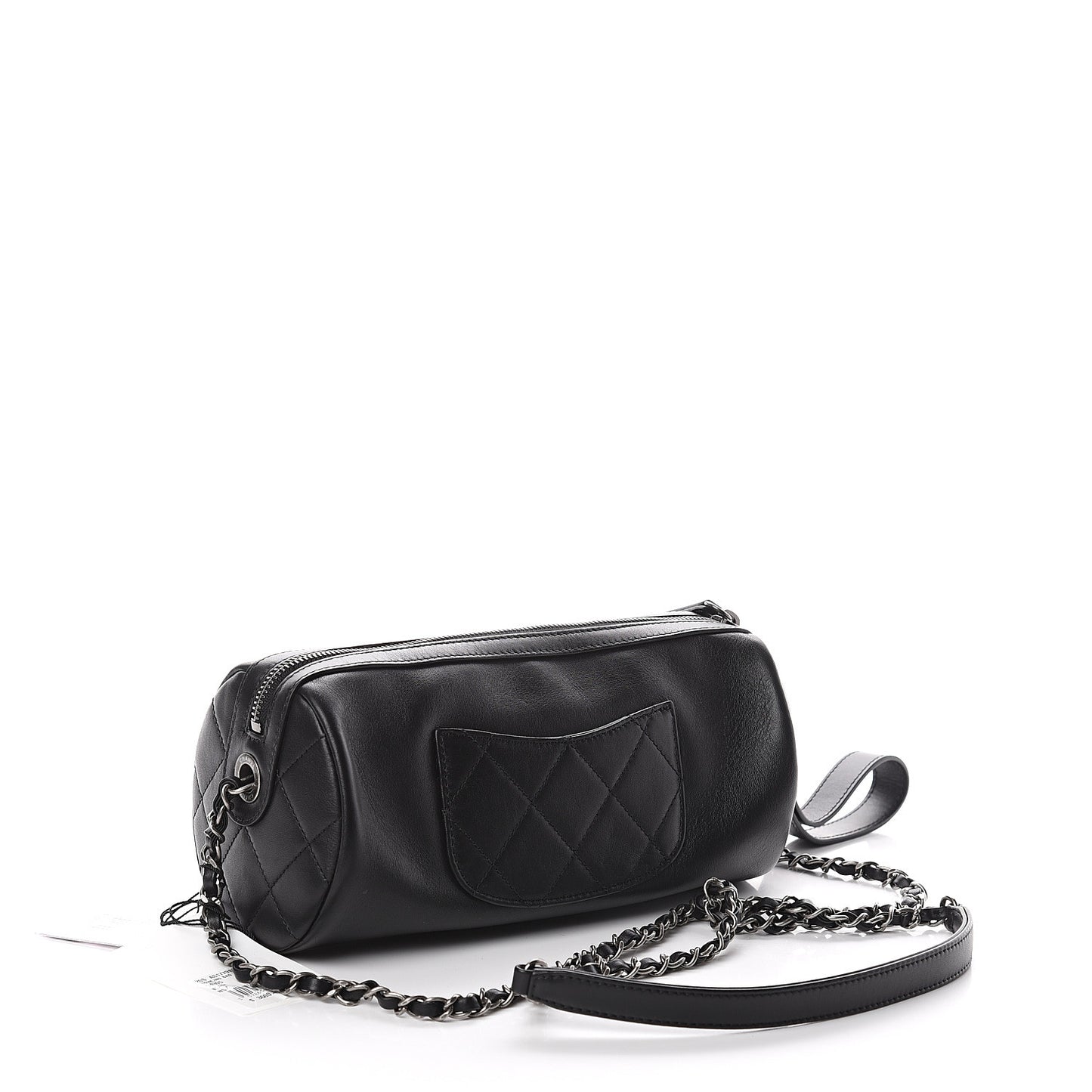 Calfskin Chain Signature Bowling Bag Black