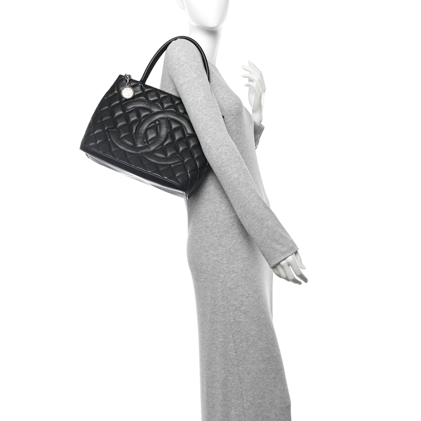 Caviar Quilted Medallion Tote Black