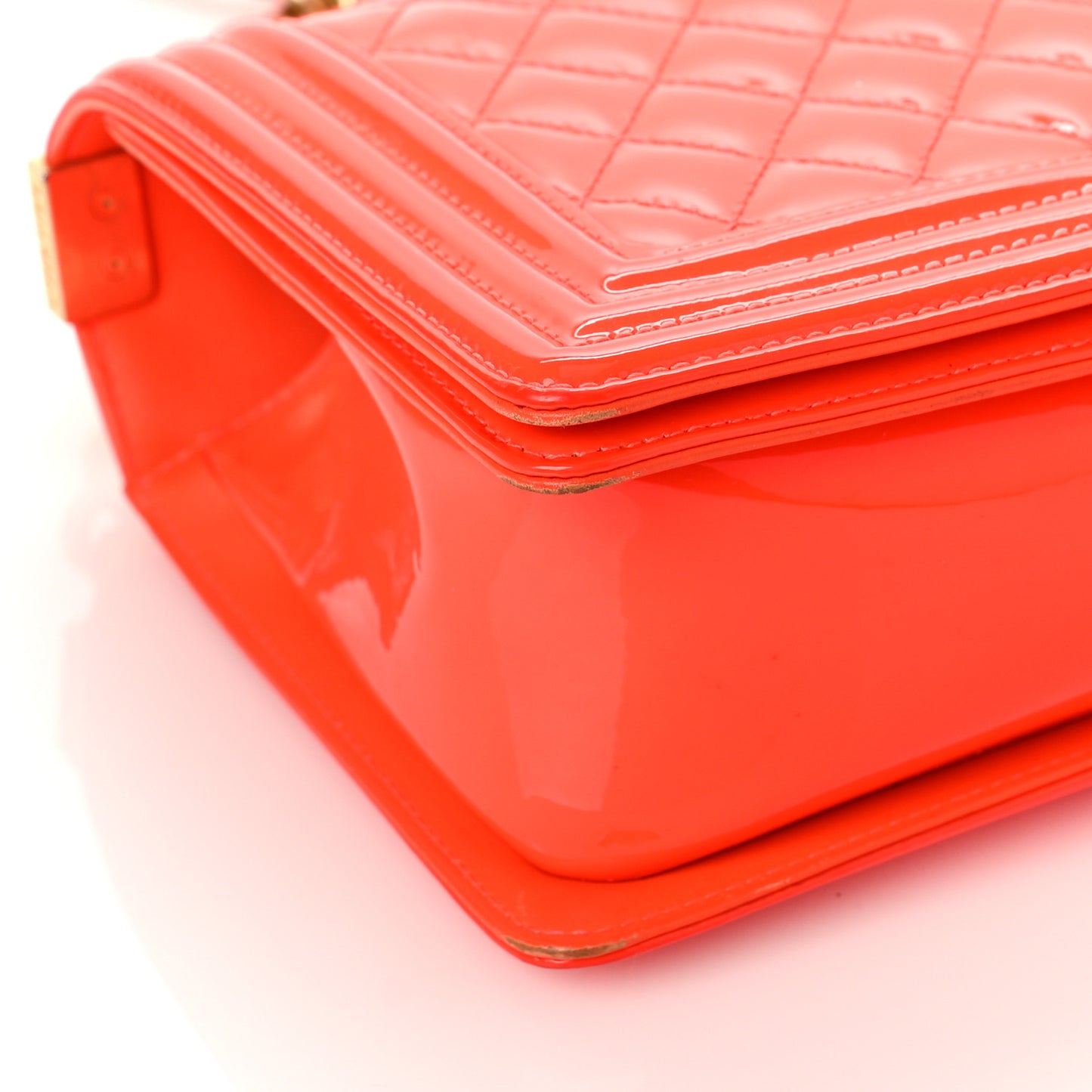 Patent Quilted Medium Boy Flap Orange