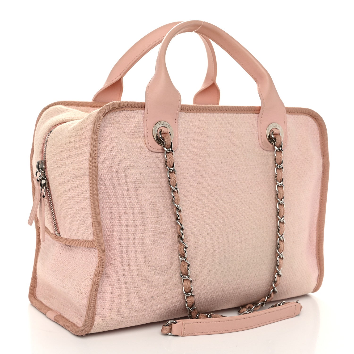 Chanel Canvas Deauville Bowling Bag Light Pink 3 of 10