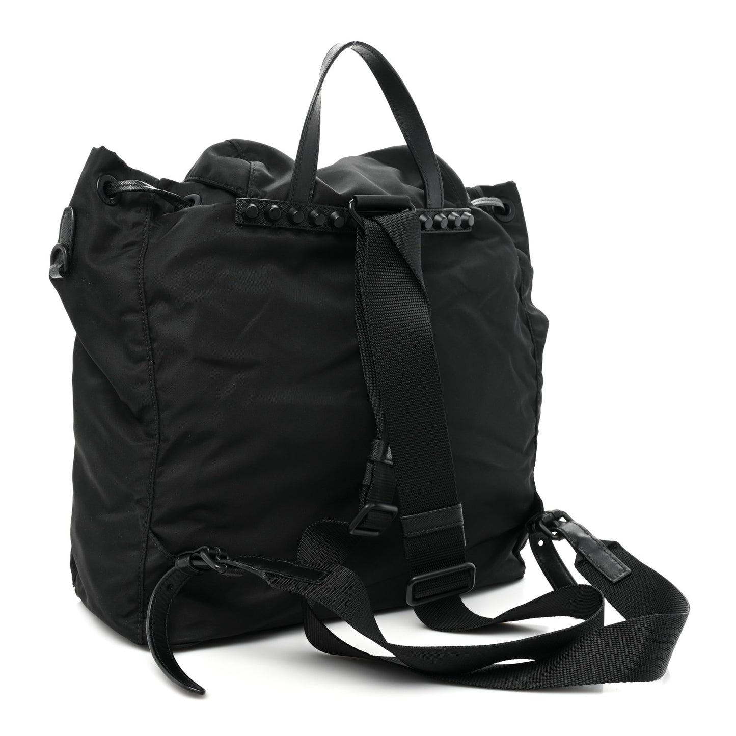 Nylon New Vela Monochrome Studded Backpack Black