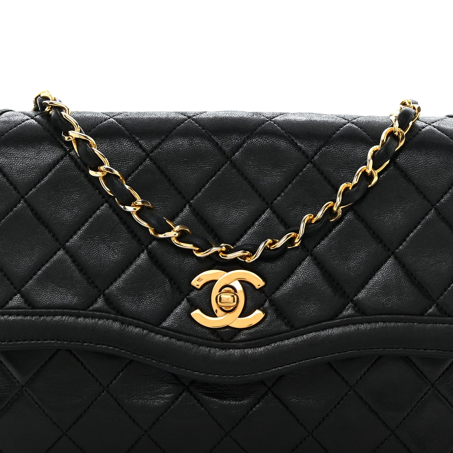 Lambskin Quilted Small Single Flap Black