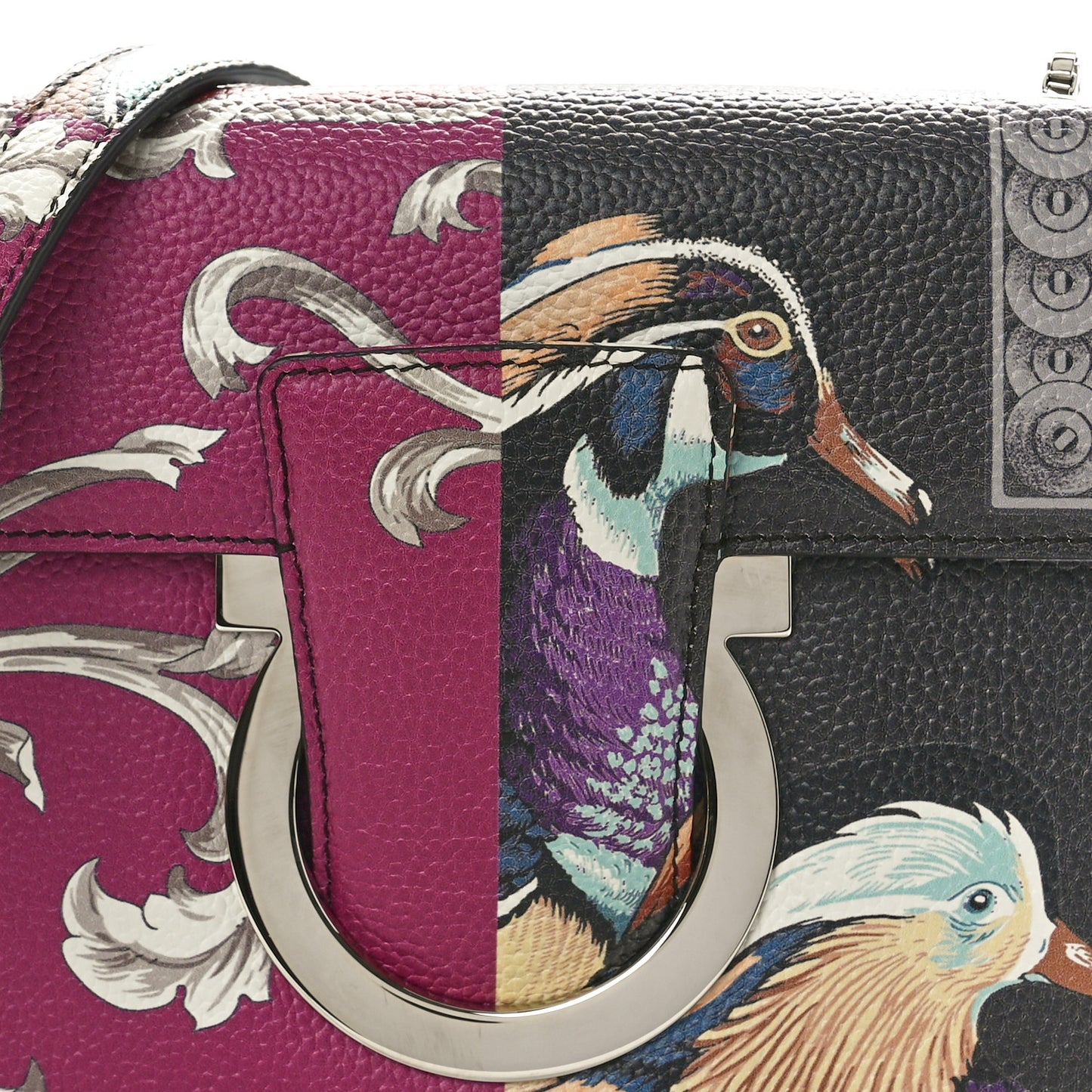 Calfskin Elisabetta Piccolo Print Thalia Crossbody Bag Black Burgundy Multicolor