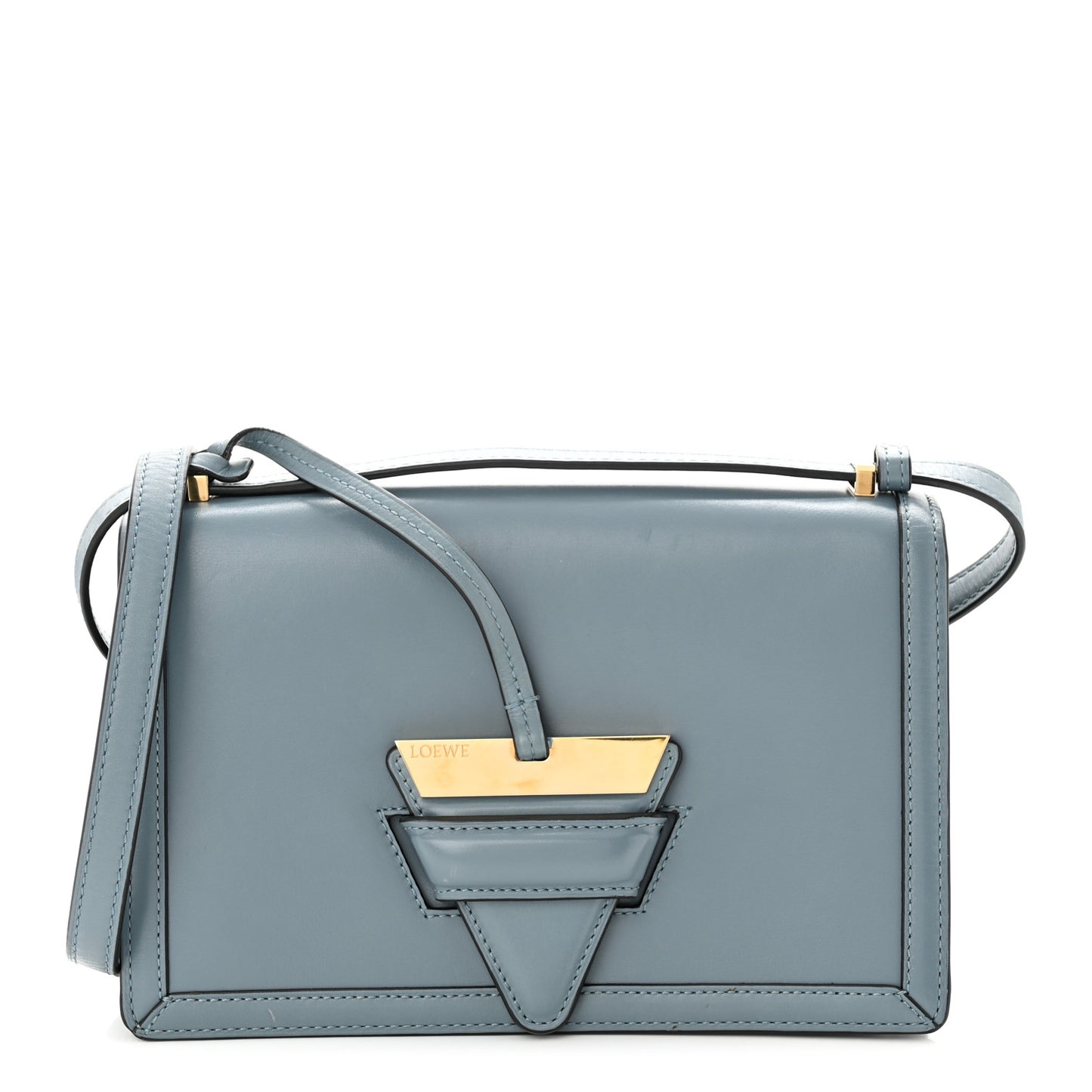 Calfskin Medium Barcelona Shoulder Bag Stone Blue