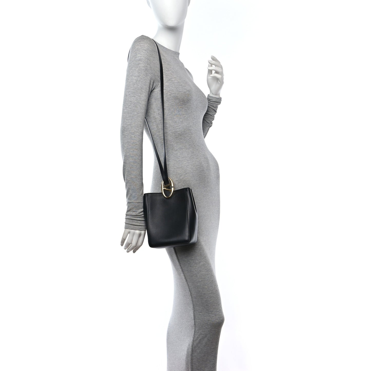 Nappa VLogo Bold Bucket Bag Black