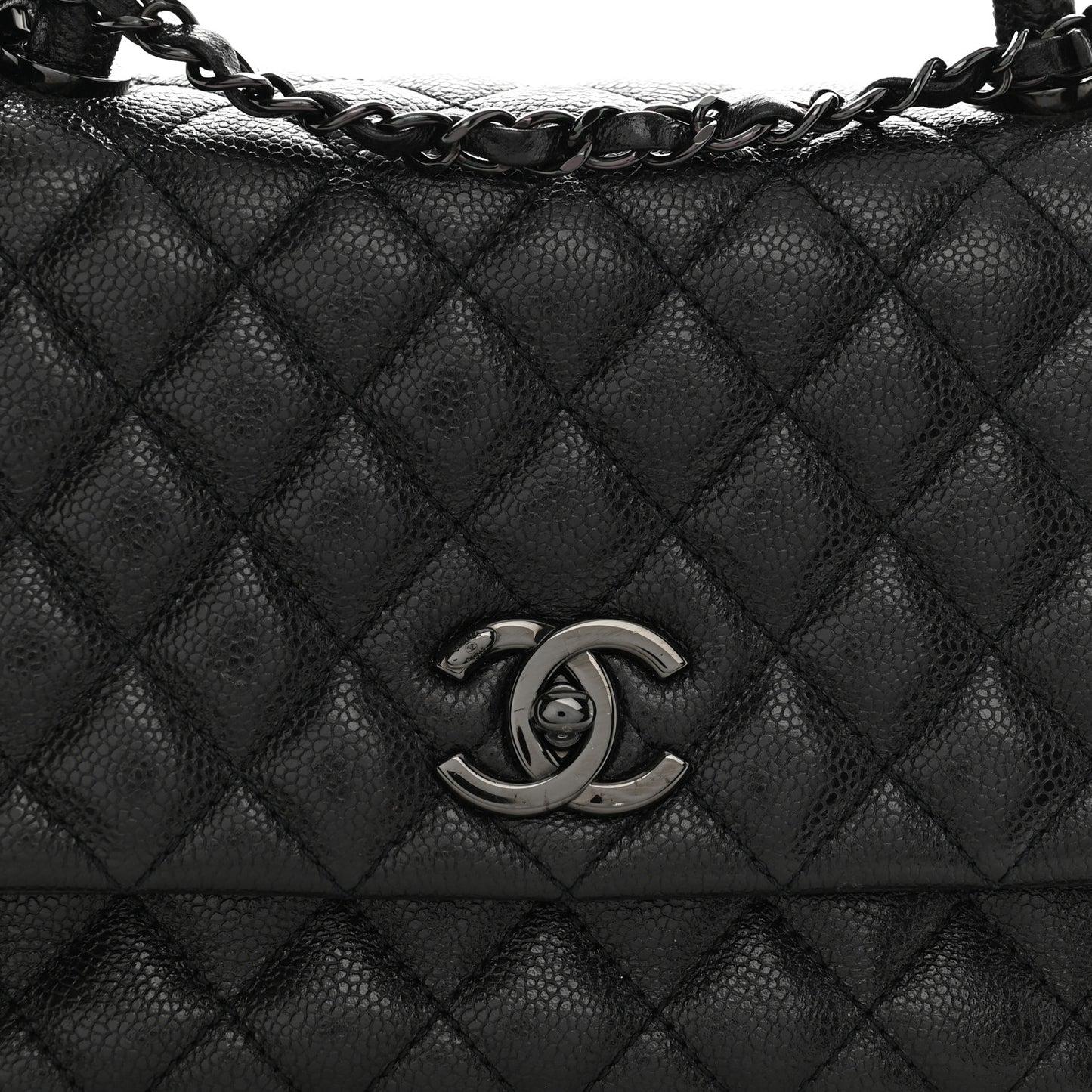 Caviar Quilted Small Coco Handle Flap So Black
