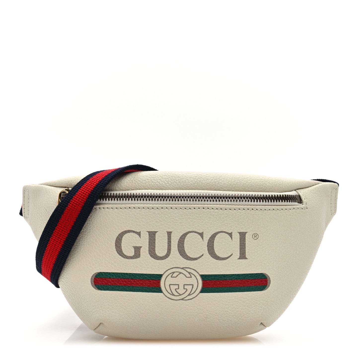 Grained Calfskin Small Logo Belt Bag White