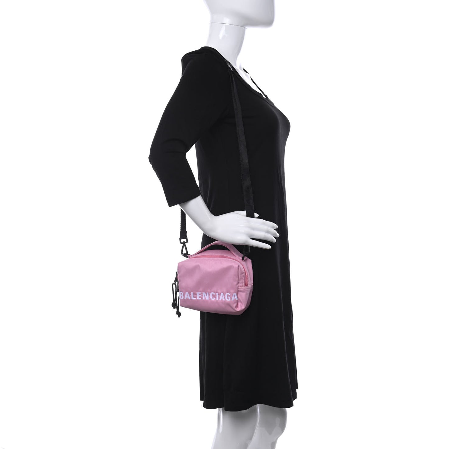 Recycled Sport Nylon Logo Embroidered Messenger Bag Pink White