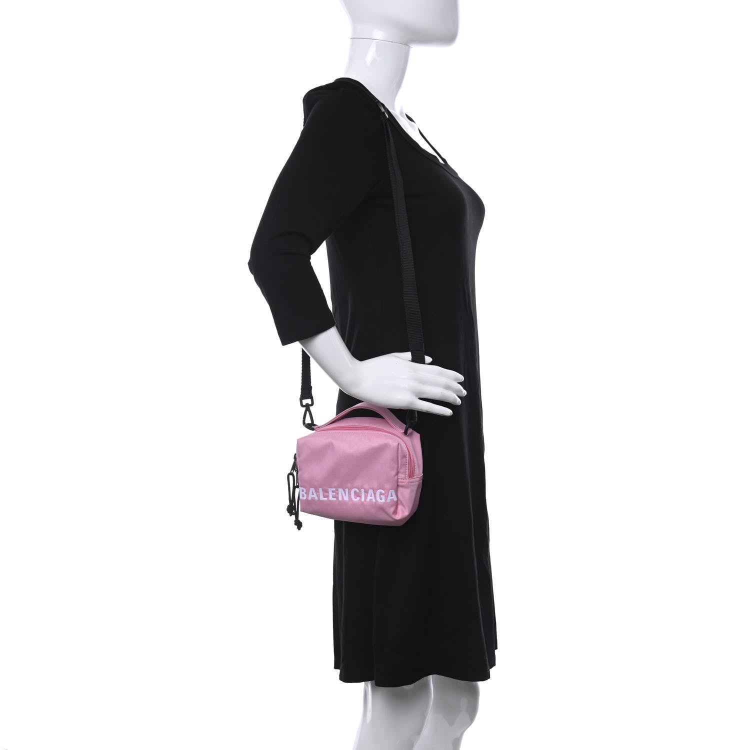 Balenciaga Recycled Sport Nylon Logo Embroidered Messenger Bag Pink White 2 of 10