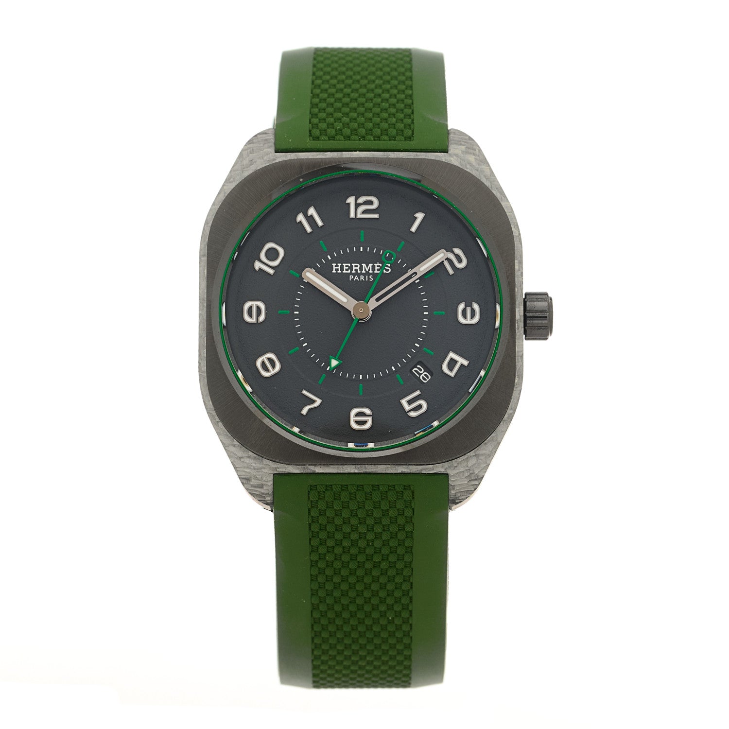 Hermes Glass Fiber Ceramic Rubber 39mm H08 Automatic Watch Vert