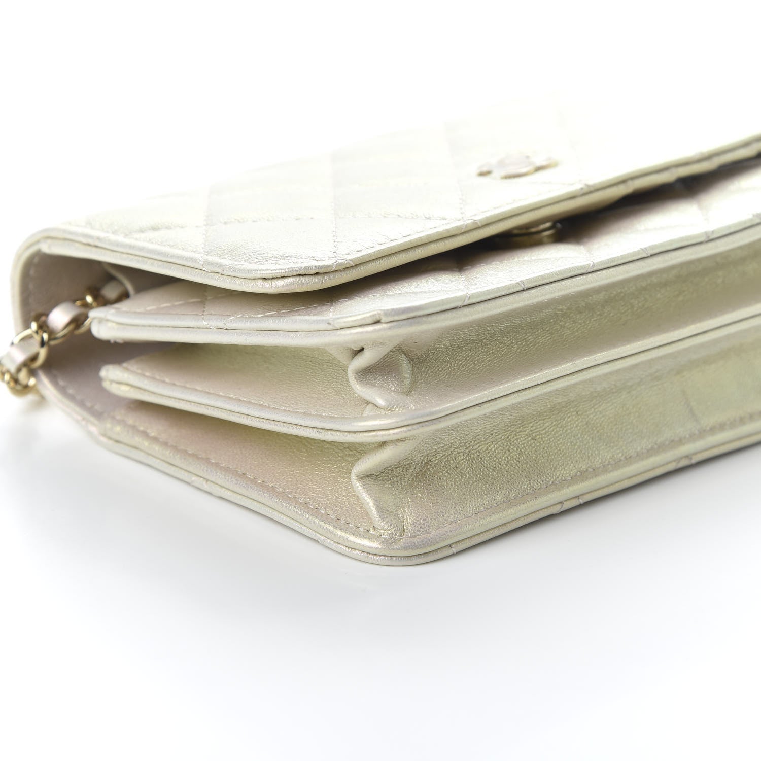Chanel Iridescent Lambskin Quilted Mini Wallet On Chain WOC Ivory 6 of 11