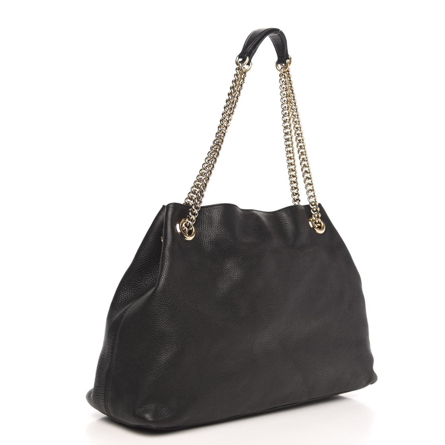 Pebbled Calfskin Medium Soho Chain Shoulder Bag Black