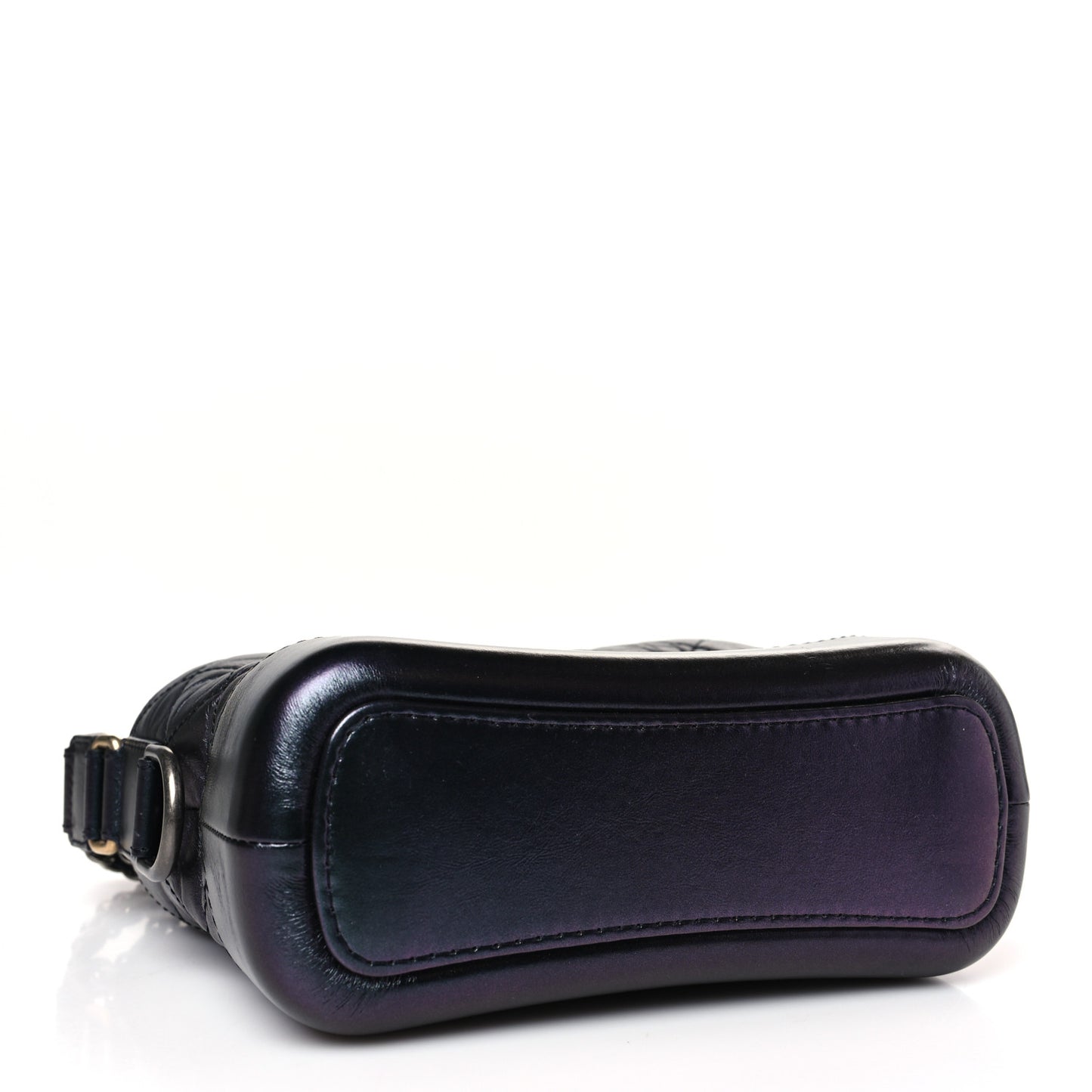 Iridescent Aged Calfskin Quilted Small Gabrielle Hobo Black