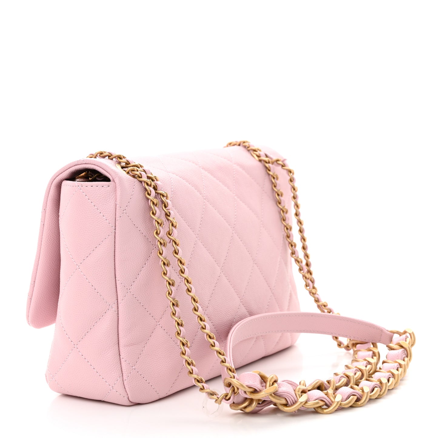 Caviar Quilted Chain Flap Light Pink