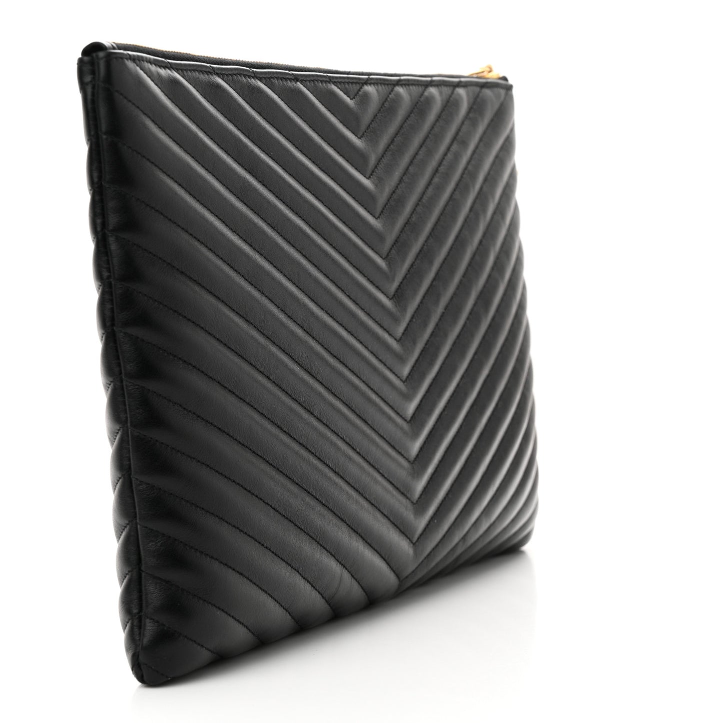 Calfskin Matelasse Chevron Monogram Document Holder Black