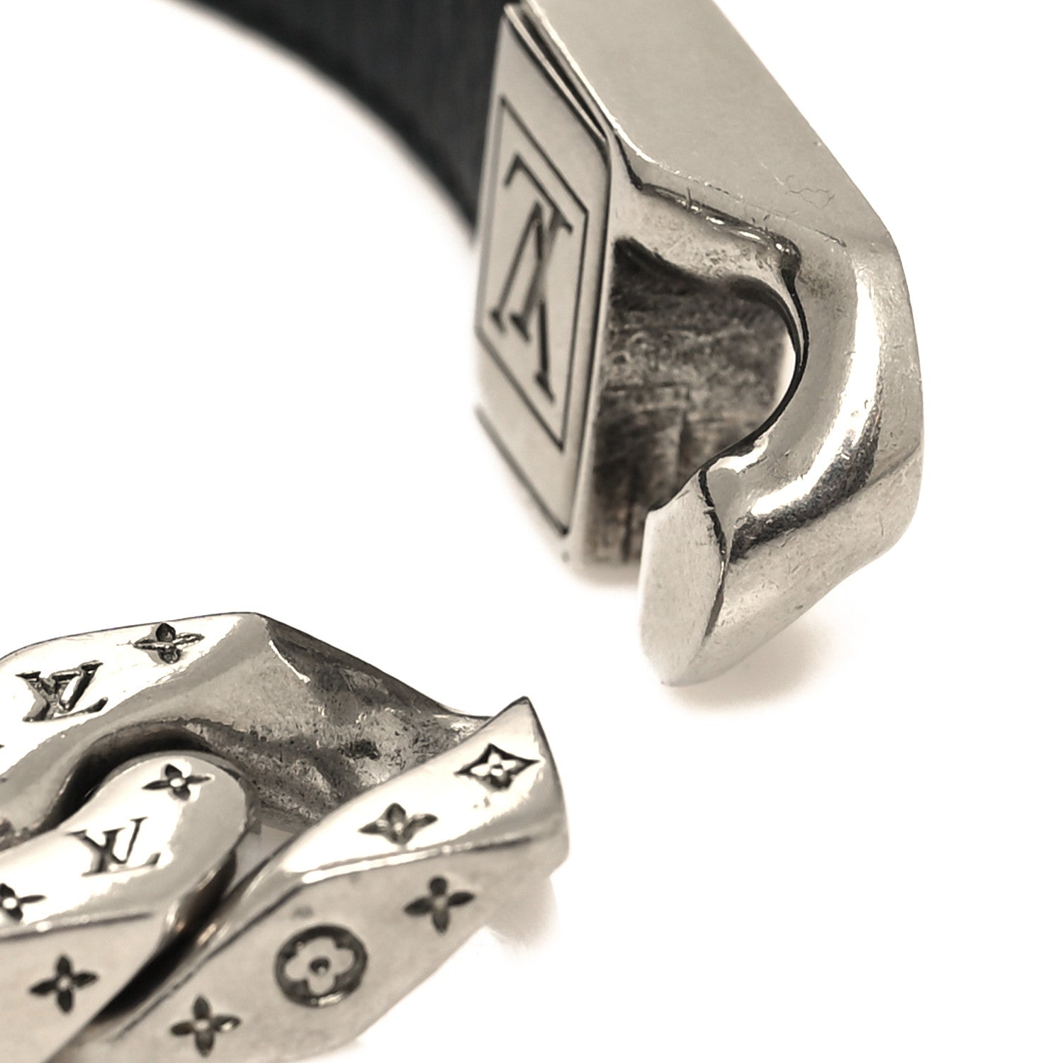 Louis Vuitton Monogram Cuban Link Bracelet M Silver Black 4 of 6