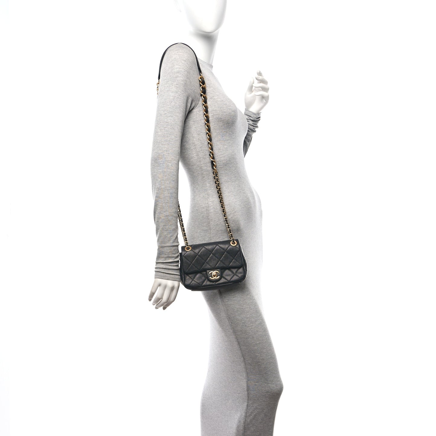 Caviar Quilted Mini Chain Flap Black