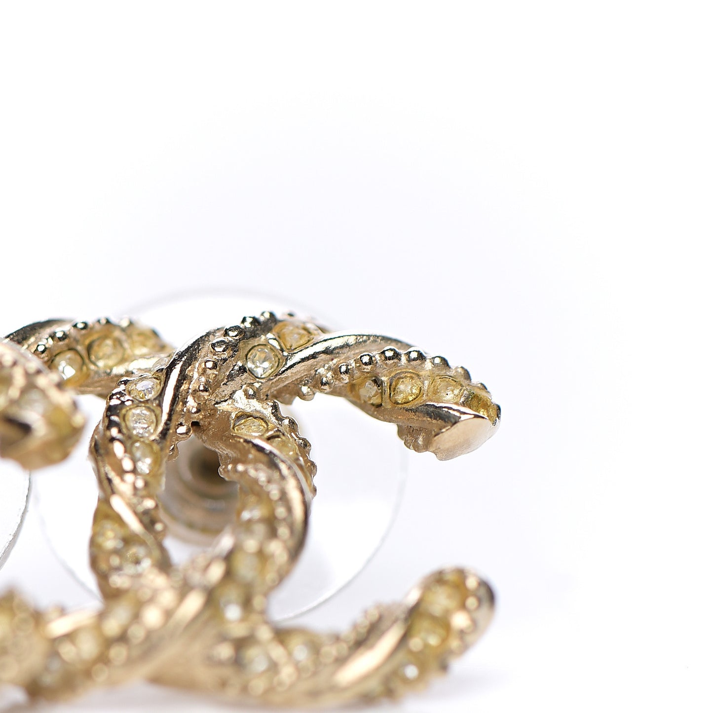 Crystal Twisted CC Earrings Gold