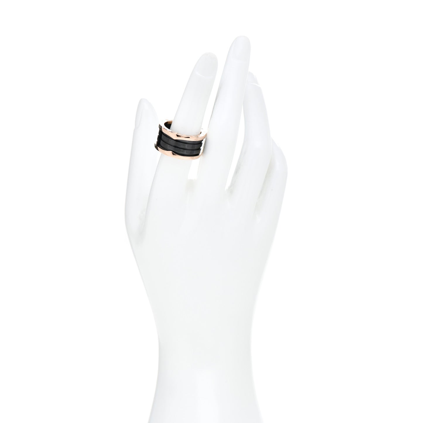 18K Rose Gold Black Ceramic B.Zero1 Four-Band Ring 58 8.25