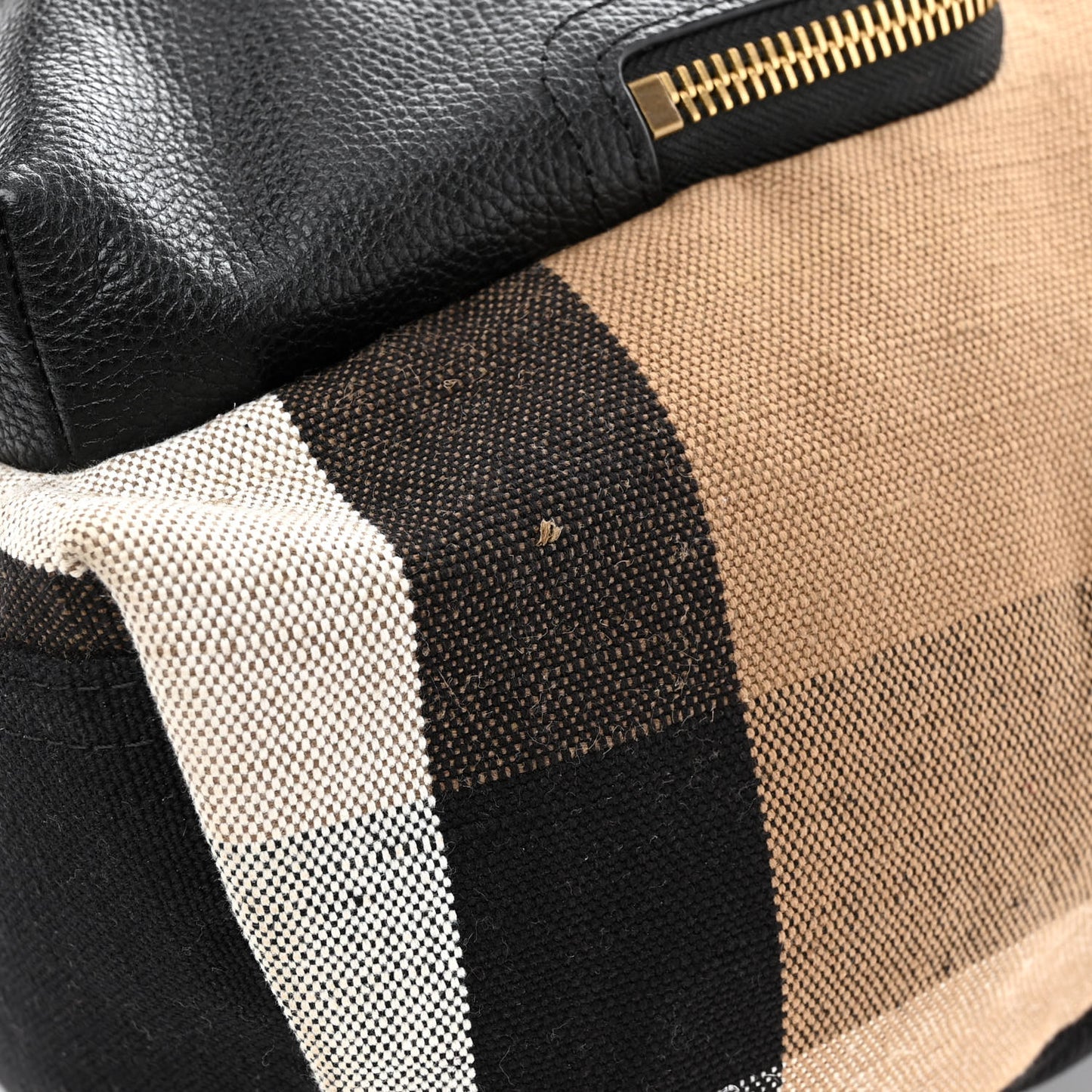 Mega Check Calfskin Abbeydale Simple Backpack Black Camel