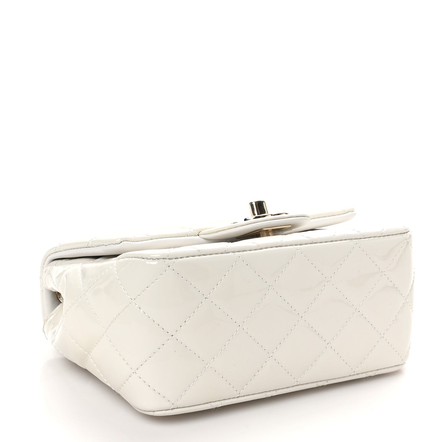 Patent Quilted Mini Square Flap White