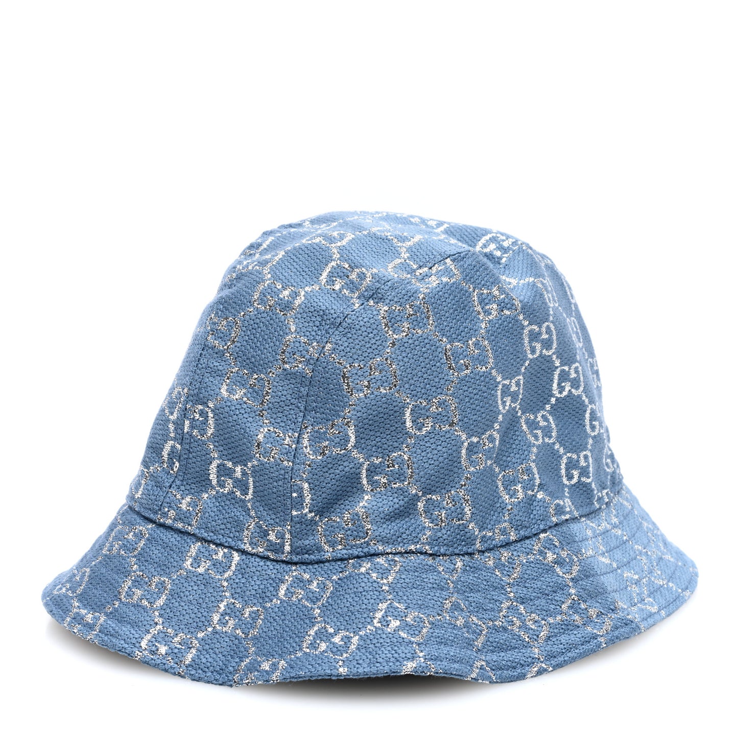 Canvas Lame GG Monogram Bucket Hat S Light Blue Silver