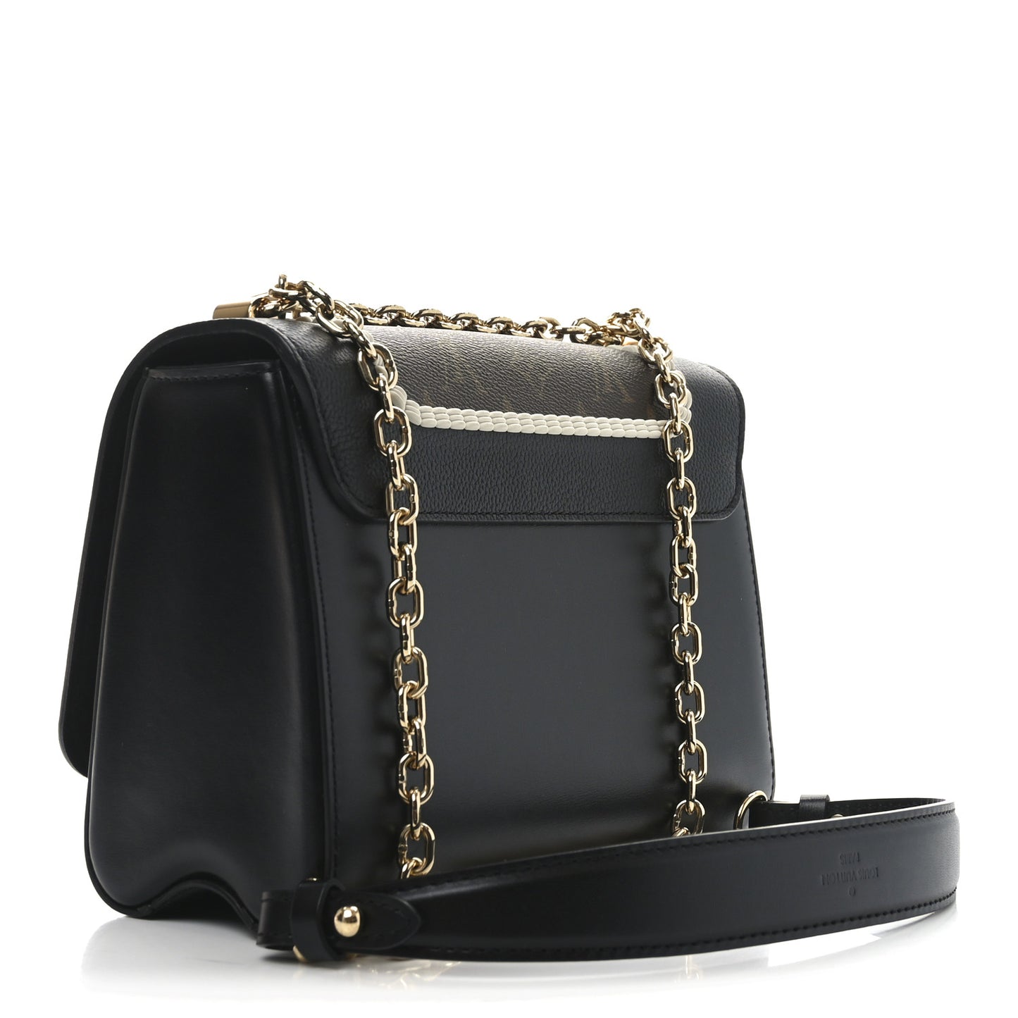 Calfskin Monogram Braided Twist Shoulder Bag MM Black