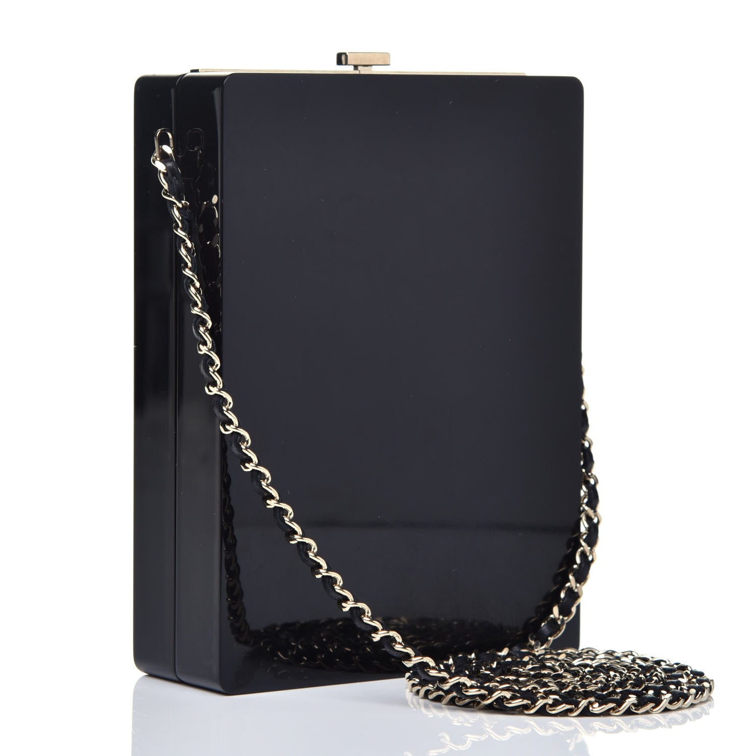 Chanel Plexiglass Strass Mosaic No 5 Minaudière Clutch Black Gold 3 of 9