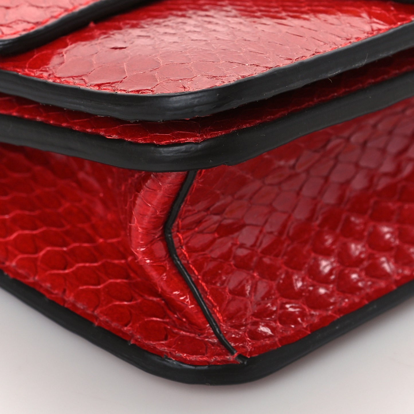 Glazed Python Crossbody Bag Red