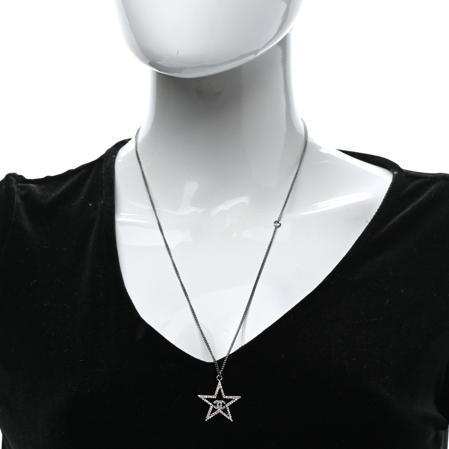 Chanel Ruthenium Crystal Star CC Necklace 2 of 7