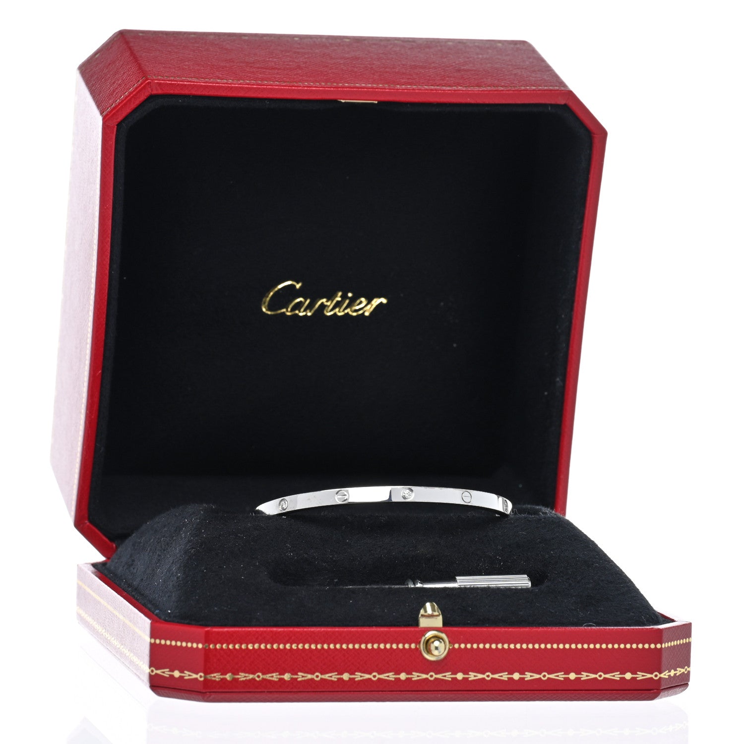 Cartier 18K White Gold 6 Diamond Small LOVE Bracelet 17 8 of 8