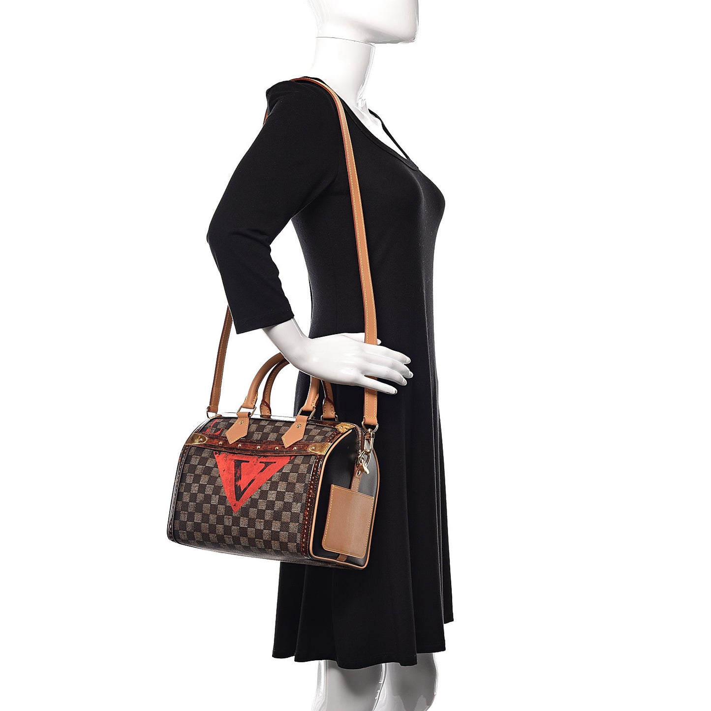 Transformed Damier Ebene Time Trunk Speedy Bandouliere 25 Black