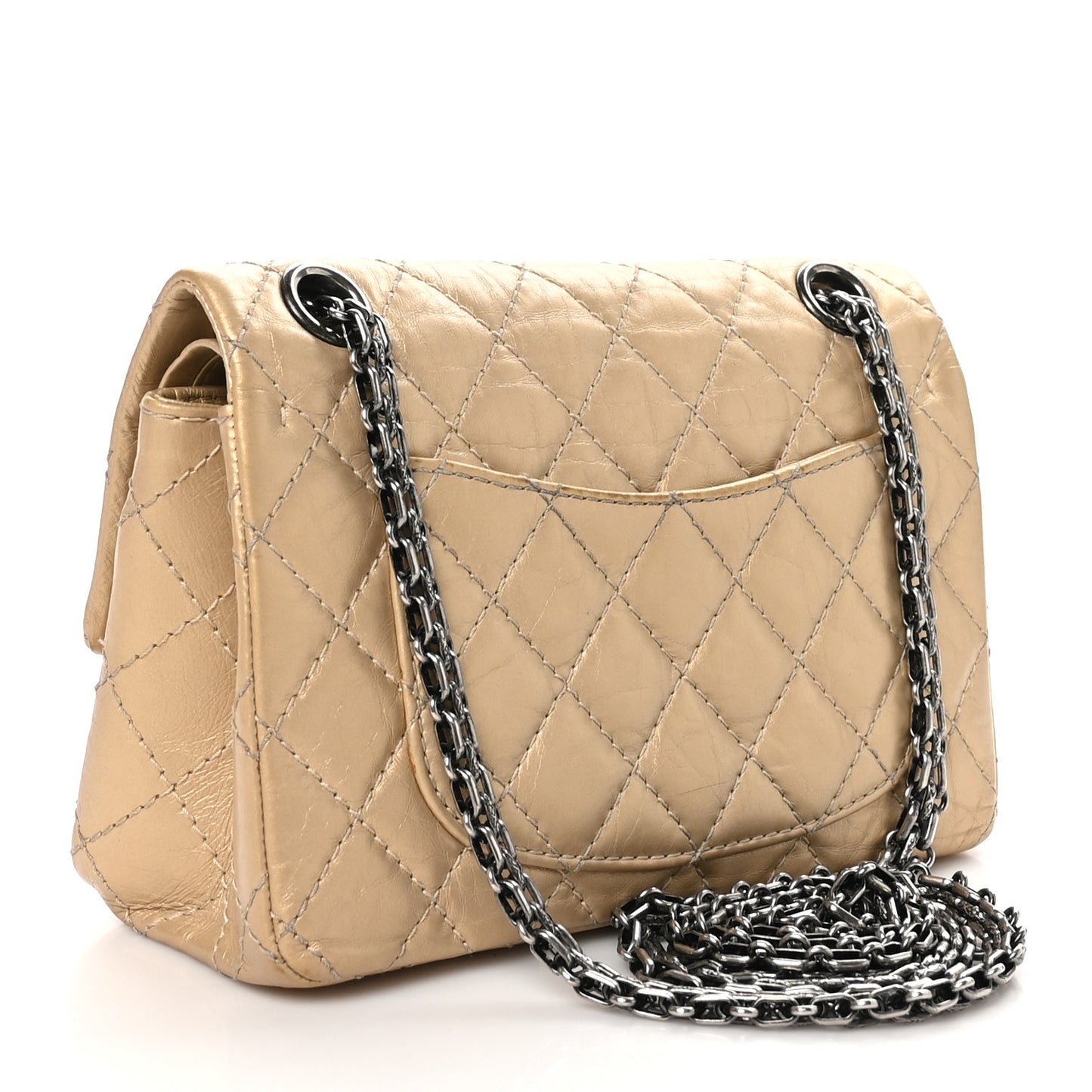 Metallic Calfskin Quilted 2.55 Reissue 224 Flap Gold