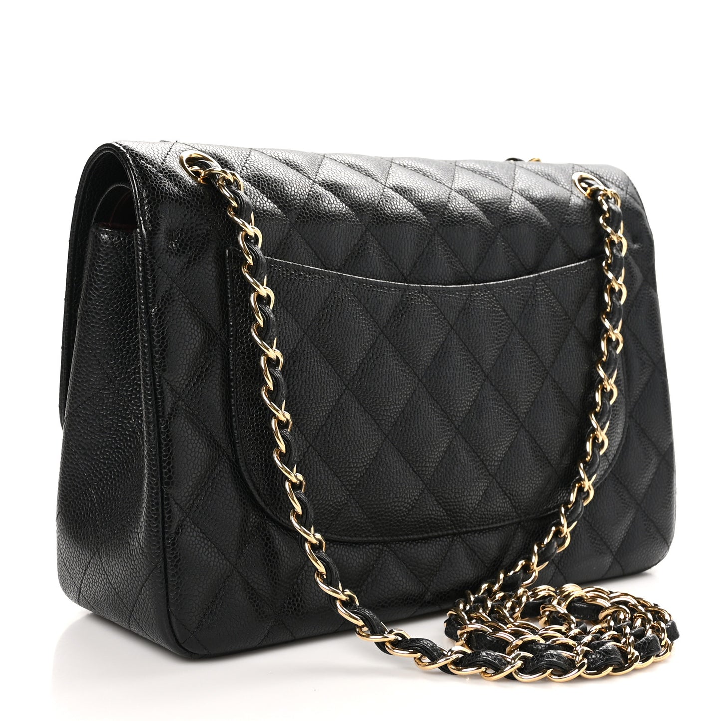 Caviar Quilted Jumbo Double Flap Black