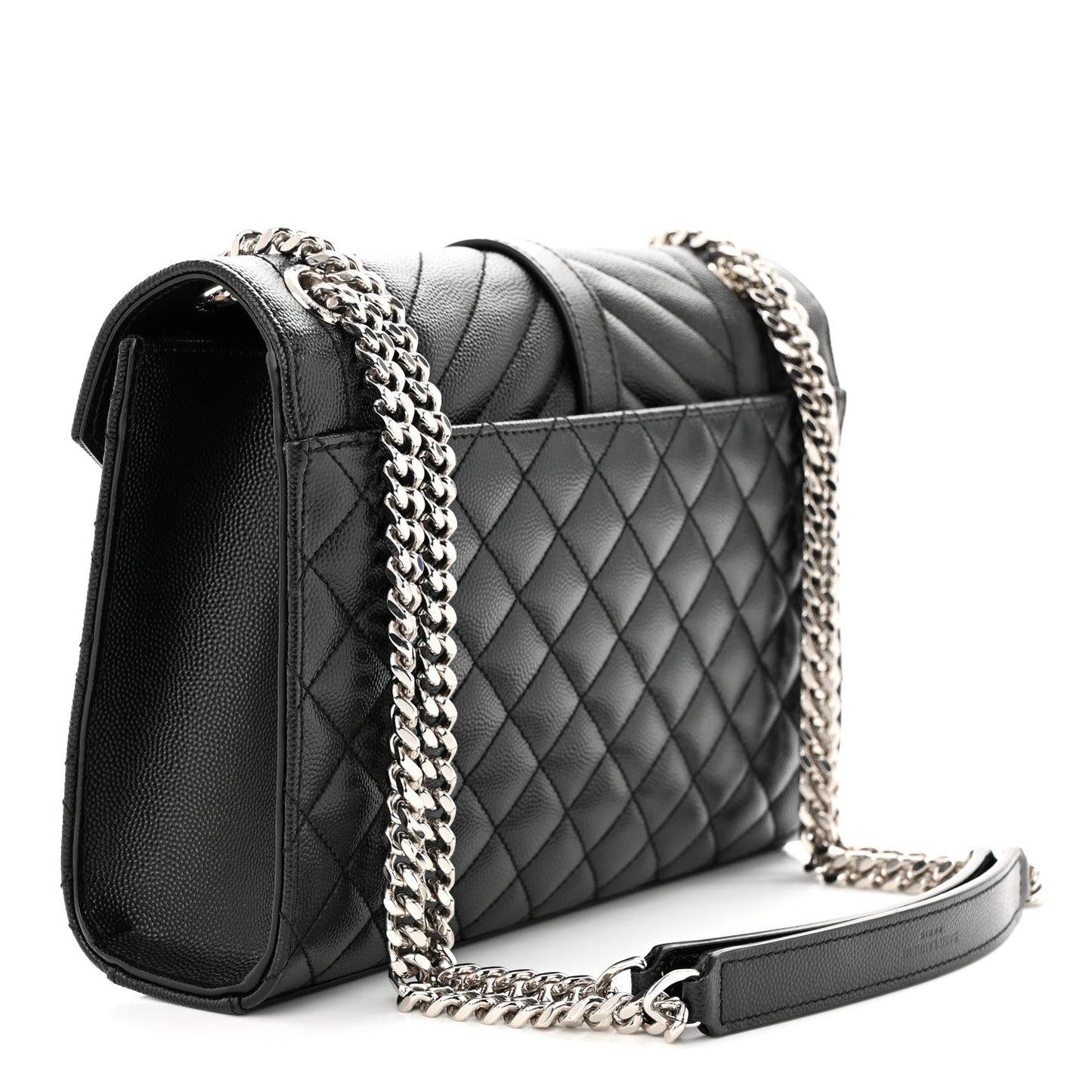 Grain De Poudre Textured Mixed Matelasse Triquilt Medium Monogram Satchel Black