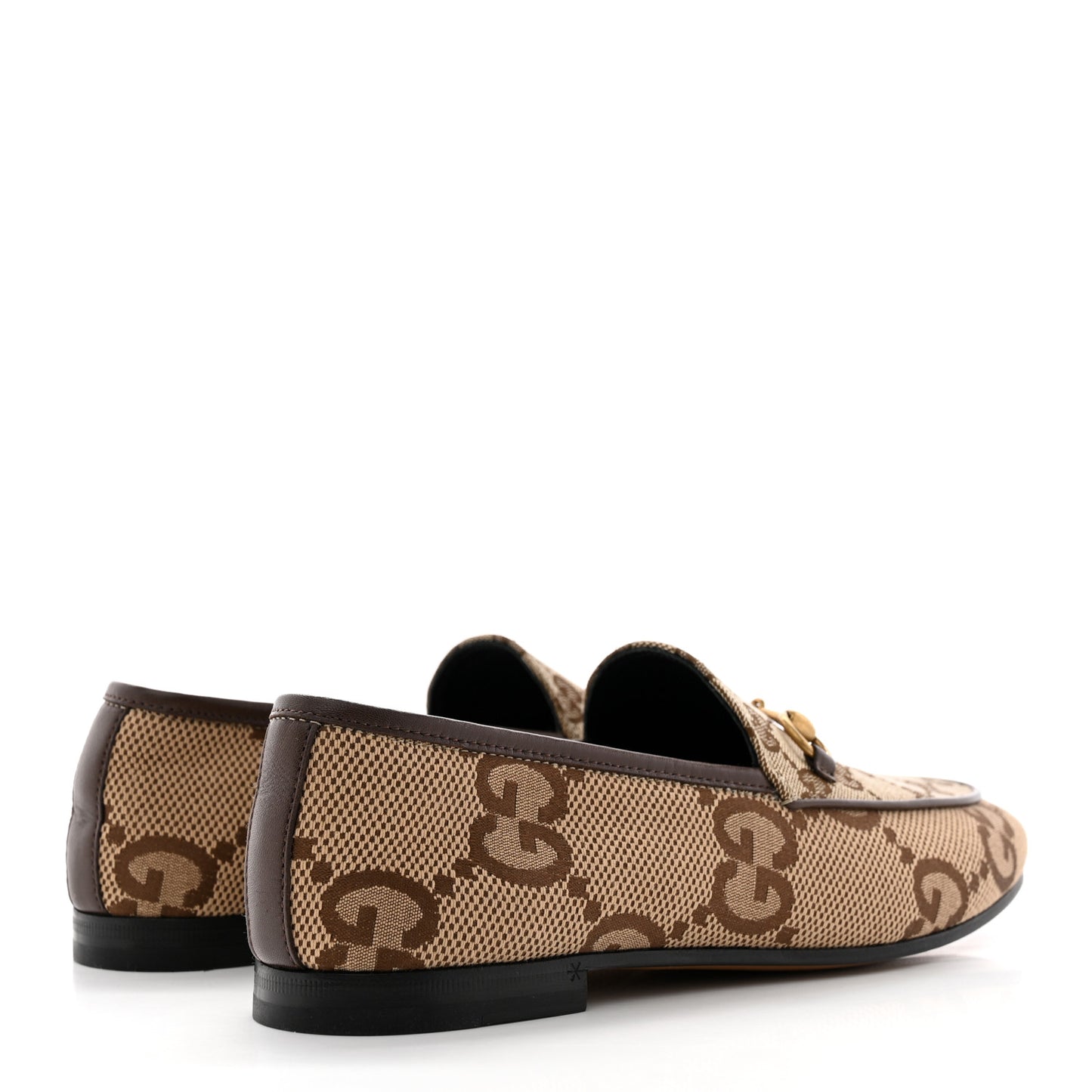 Monogram Jumbo GG Malaga Kid Horsebit Womens Jordaan Loafers 38 Camel Ebony New Acero Beige