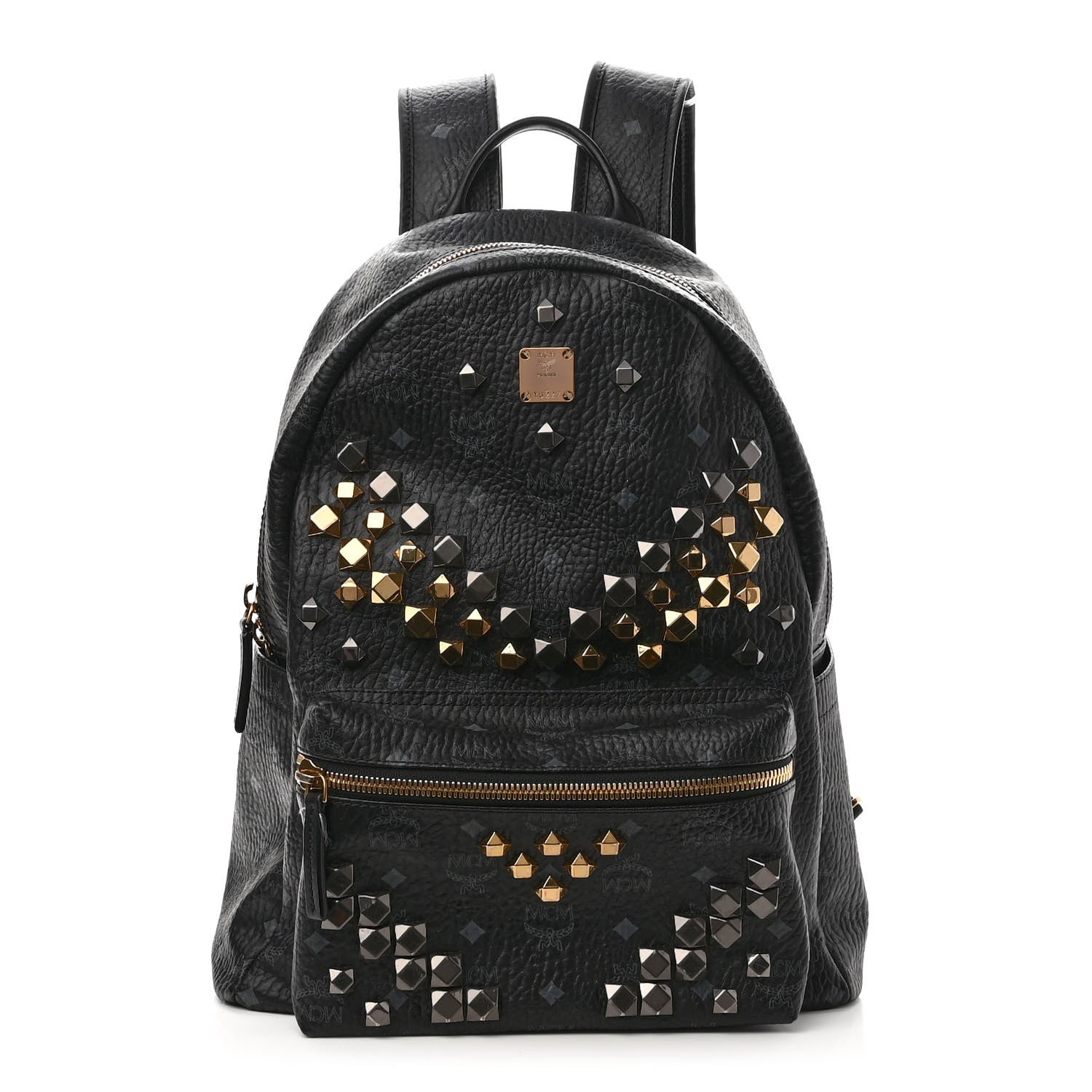 MCM Visetos Studded Medium Stark M Backpack Black 1 of 12