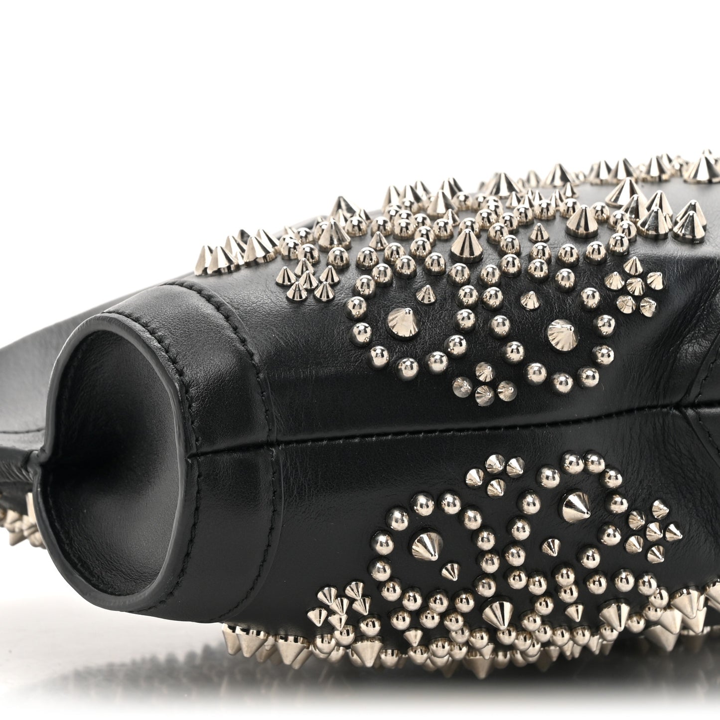 Calfskin Studded De Manta Clutch Black